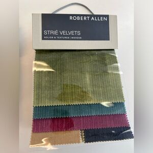Robert Allen Strié Velvet Fabric Swatch Pack - Olive, Teal, Berry, Tan, Navy